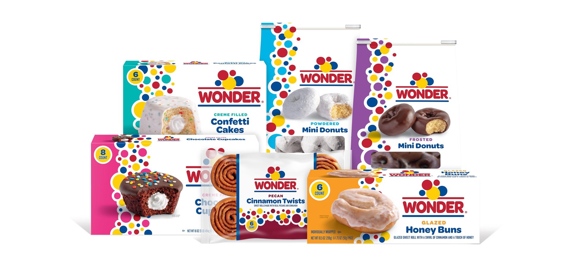 Assortment of Wonder bakery treat packages