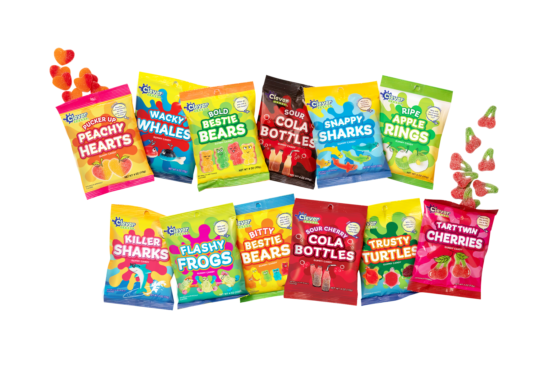 Rectangle, Font, Product line, Packages, Gummy candy, Colorful
