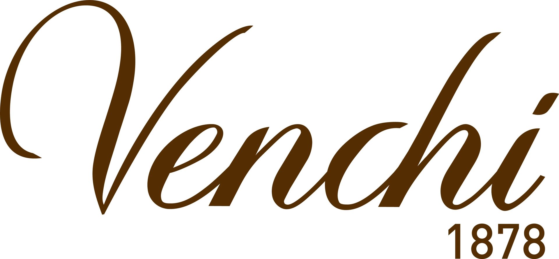 Brown Venchi 1878 logo, elegant cursive text.