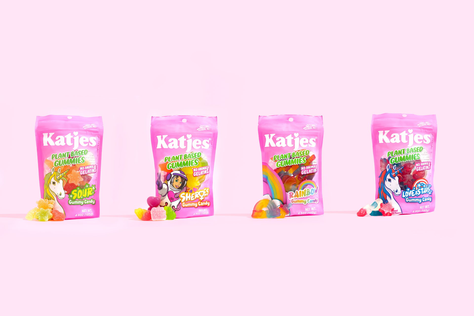 Gummy candy, Packages, Pink, Pouches