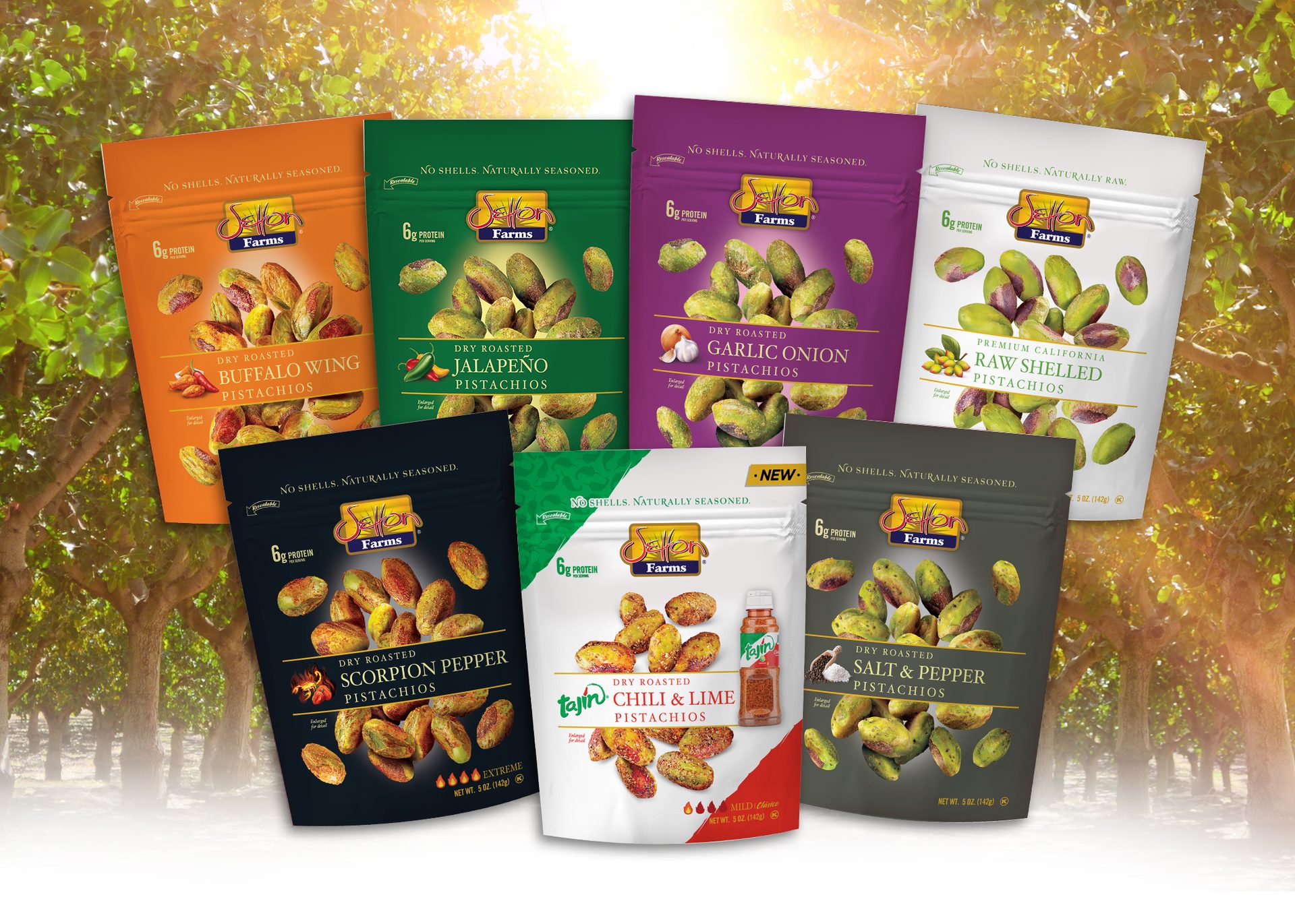 seven pouches of Setton Farms snack nuts