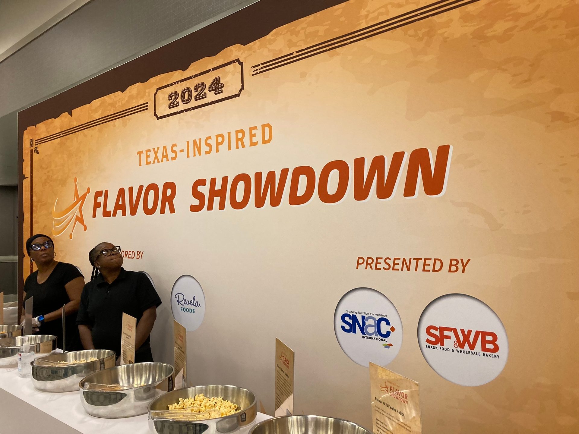 Event banner for '2024 Texas-Inspired Flavor Showdown' with women and sponsor branding.