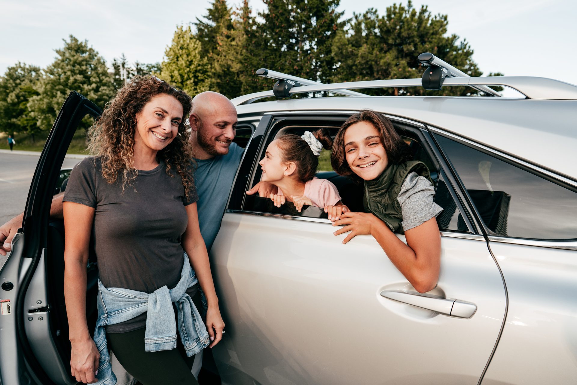 Automotive Exterior, Car door, Luxury vehicle, Happiness, Smile