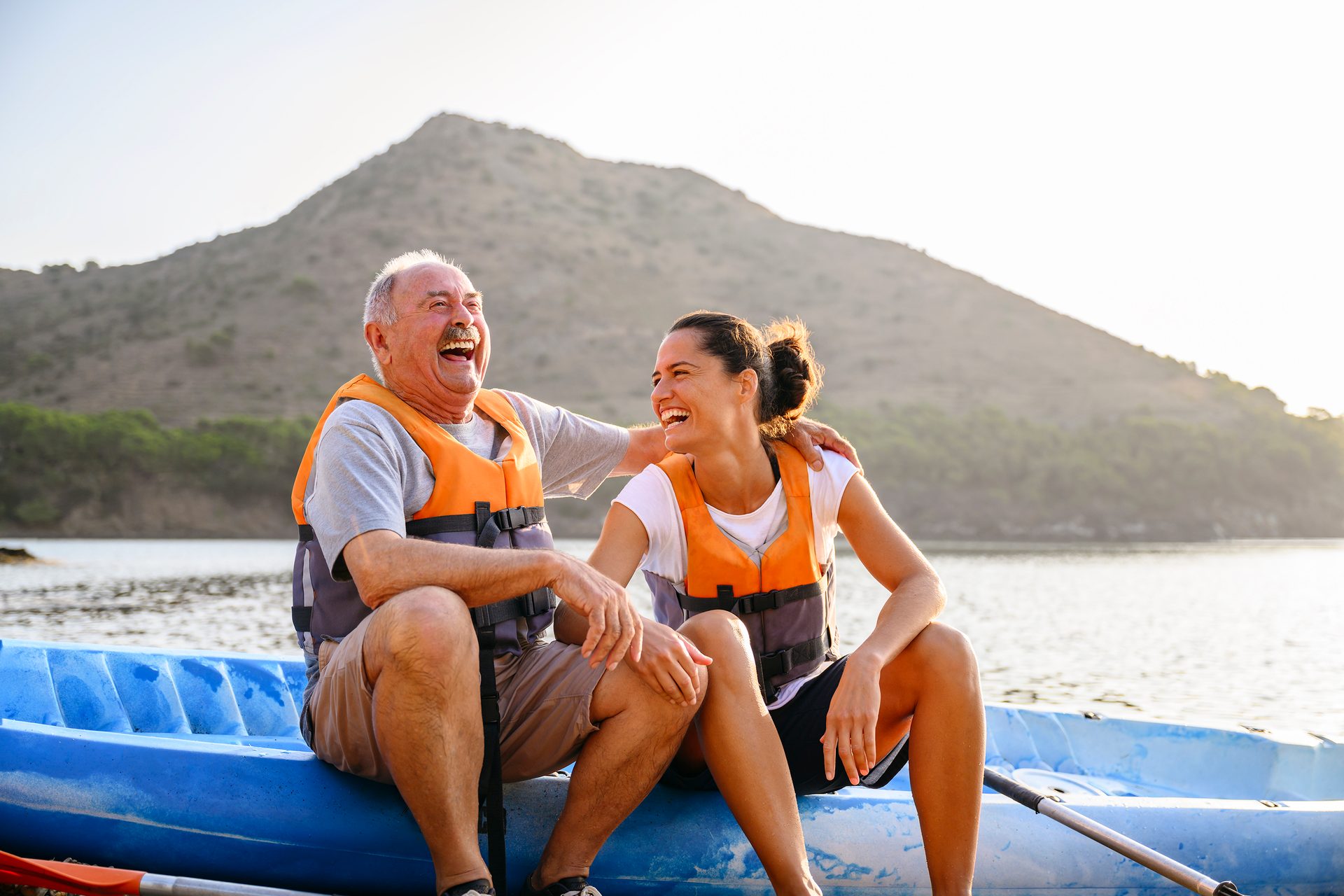 Boats and boating--Equipment and supplies, Water, Sky, Boat, Smile, Mountain, Vehicle, Nature, Happy, Travel