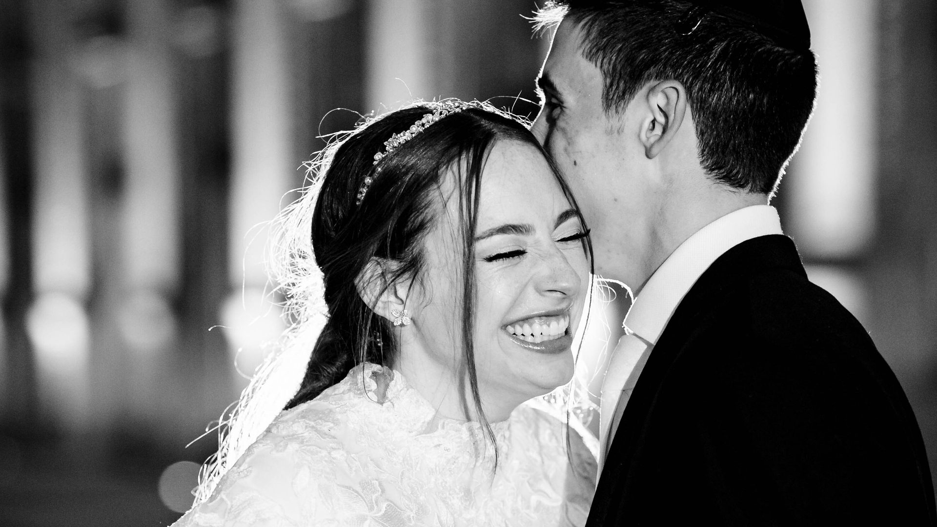 Wedding dress, Bridal veil, Flash photography, Clothing, Smile, Photograph, Bride, Happy, Gown