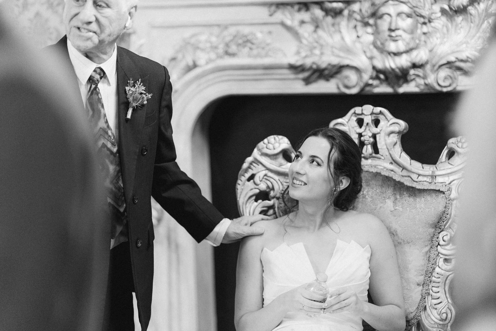 Formal wear, Facial expression, Bridal Clothing, Photograph, Happiness, Temple, Event, Ceremony, Smile, Marriage