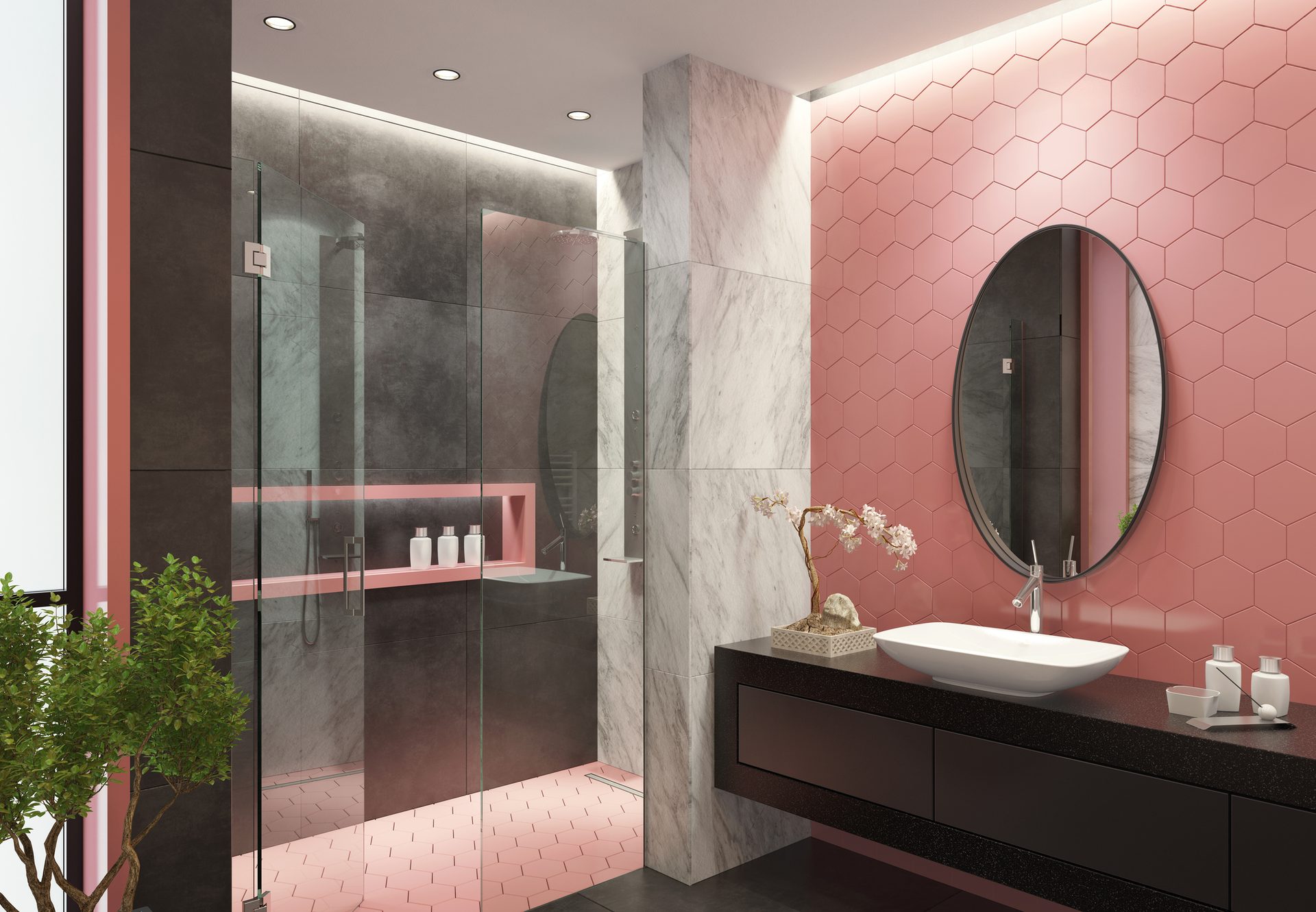Plumbing fixture, Makeup mirror, Bathroom sink, Tap, Property, Building, Plant