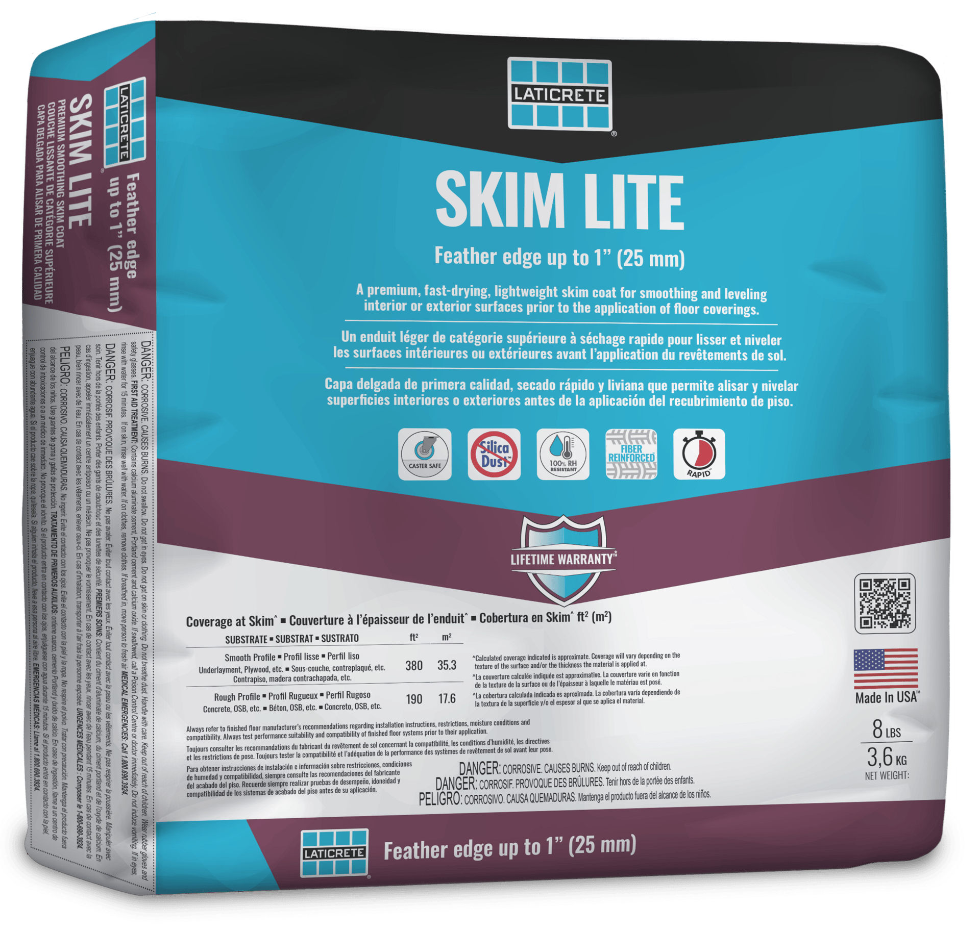 Skim Lite, premium, fast-drying, lightweight, cement-based, underlayment, designed, skim coat, smooth, level surfaces, before installing, floor coverings