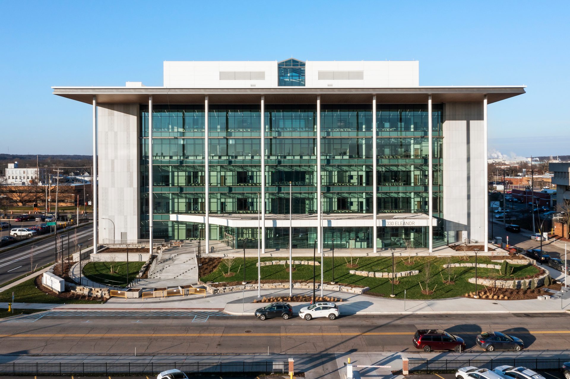 Kalamazoo Justice Centre, Sto Corp, rainscreens,Urban area, Commercial building, Public space, Composite material, Daytime, Facade, Mixed-use, Headquarters