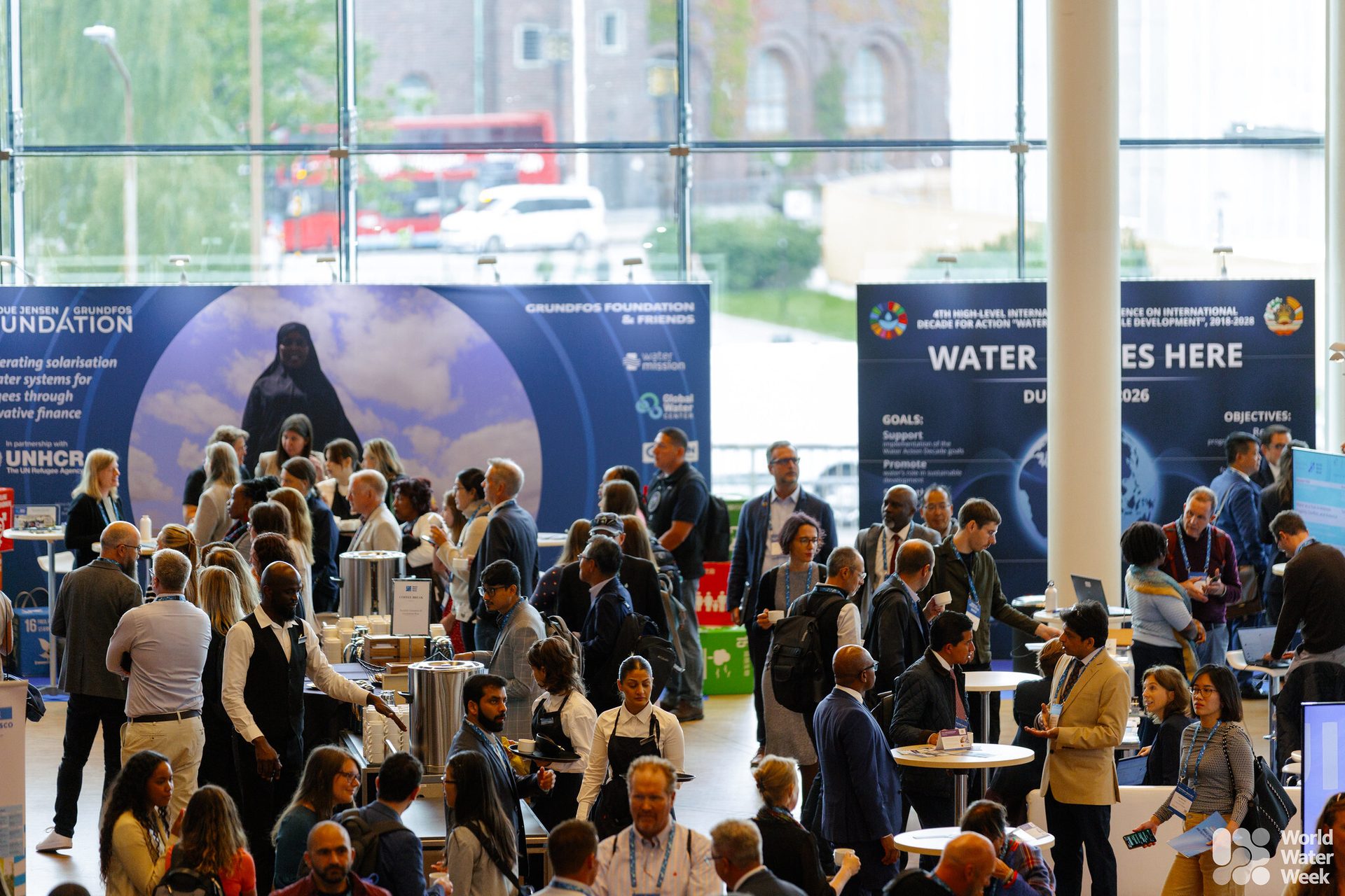 Many people at an indoor World Water Week conference.