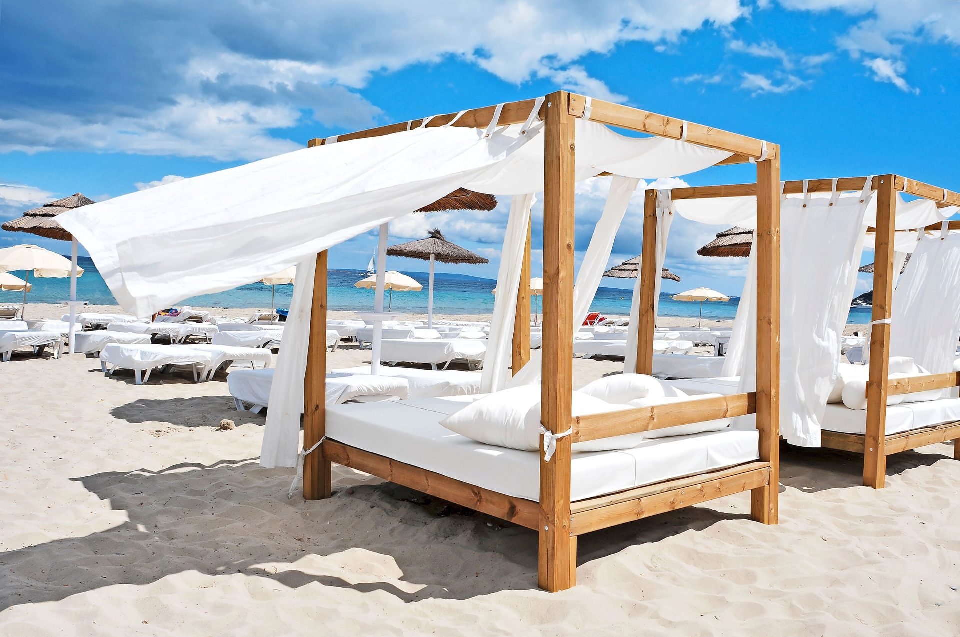 Outdoor furniture, Wood, Shade, Beach, Sea, Umbrella, Vacation, Leisure