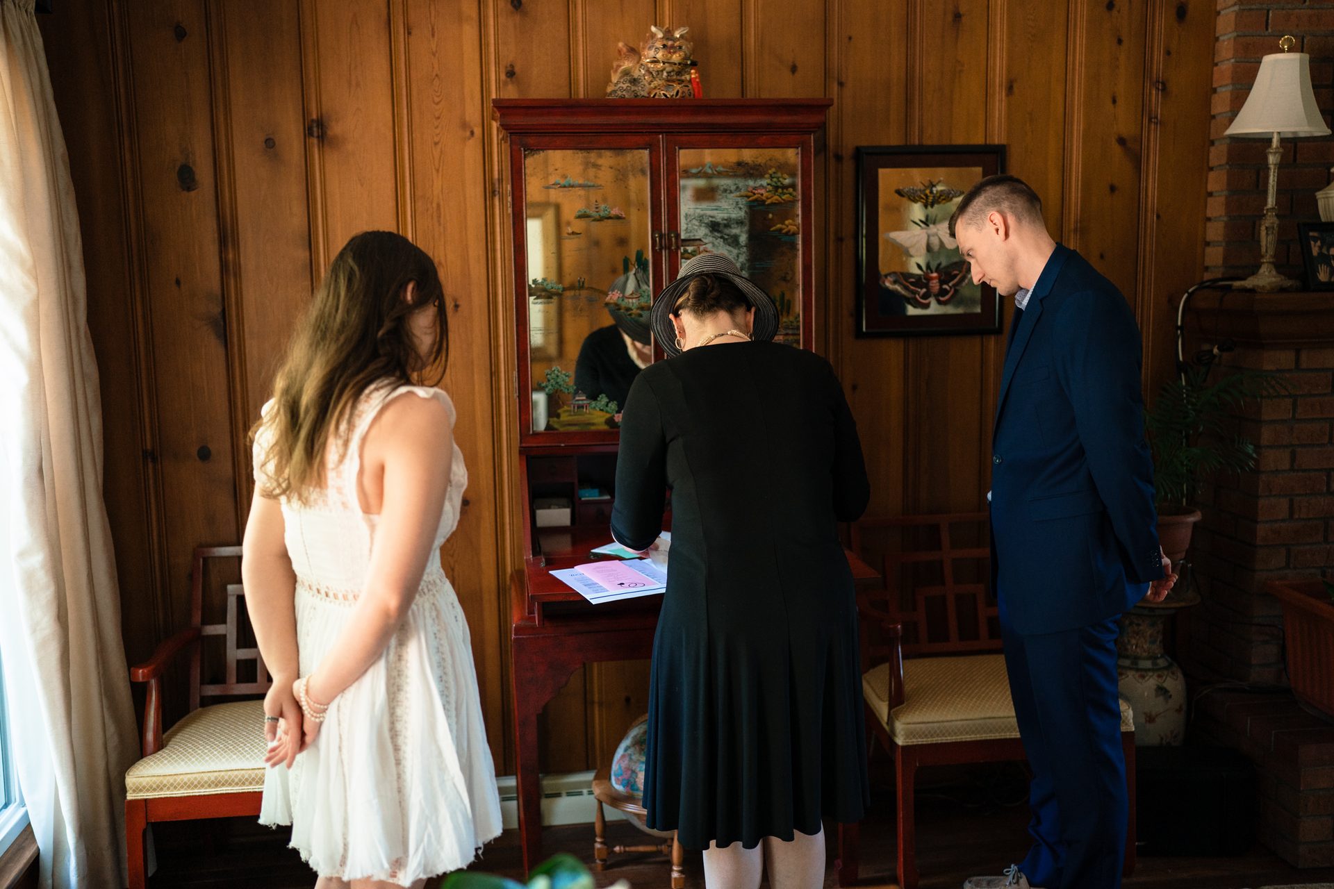 Interior design, Picture frame, Clothing, Furniture, Standing, Dress, Curtain, Chair, Door