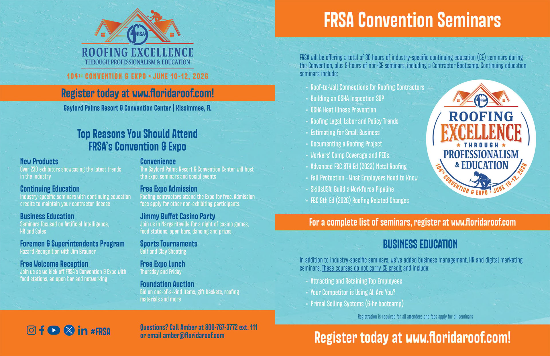 FRSA convention and expo details, including seminars, registration info, and reasons to attend.