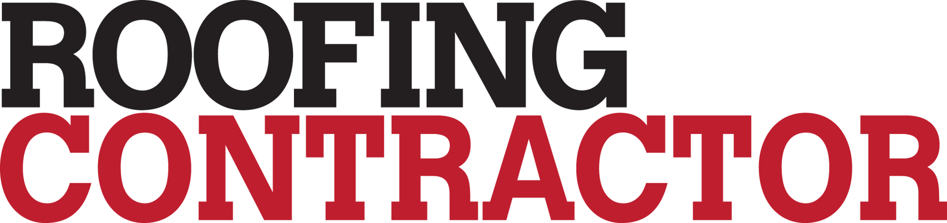 Text logo: 'ROOFING' in black over 'CONTRACTOR' in red on a green background.