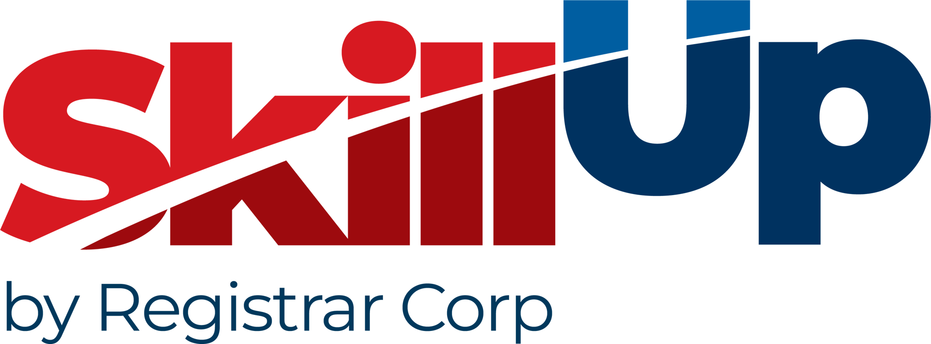 Logo for SkillUp by Registrar Corp, with 'Skill' in red and 'Up' in blue, separated by a diagonal line.