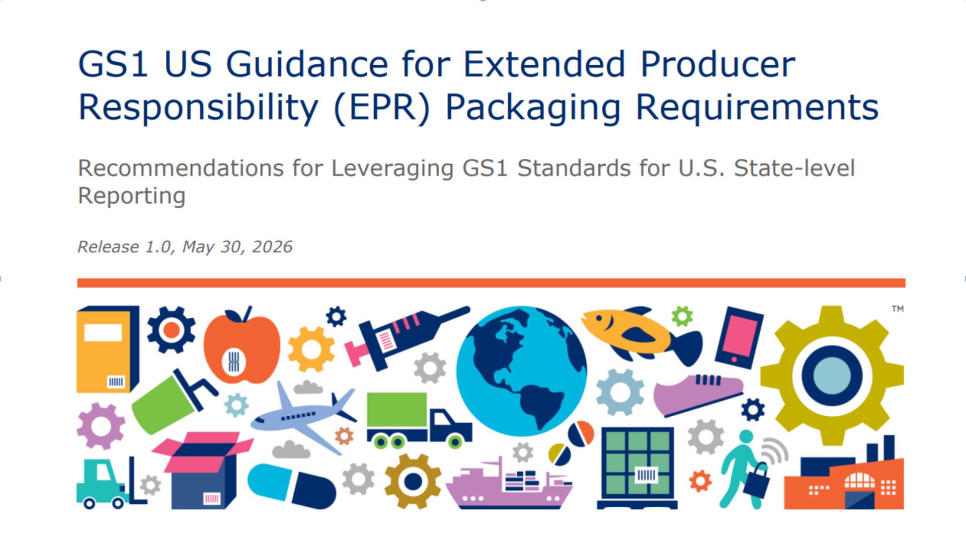 Slide on GS1 US guidance for Extended Producer Responsibility (EPR) packaging requirements with a graphic.