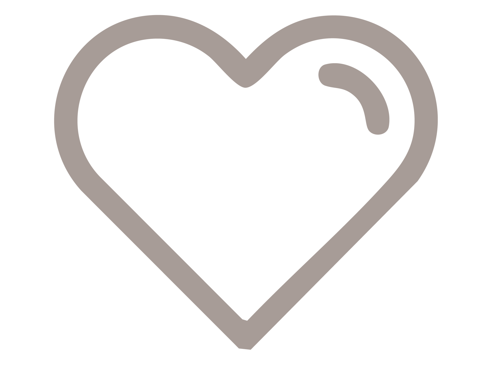 Grey outline of a heart with a highlight on a dark green background.
