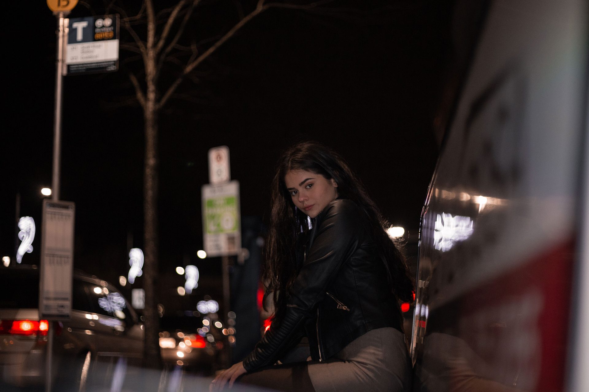 Black hair, Leather jacket, Fashion, Night