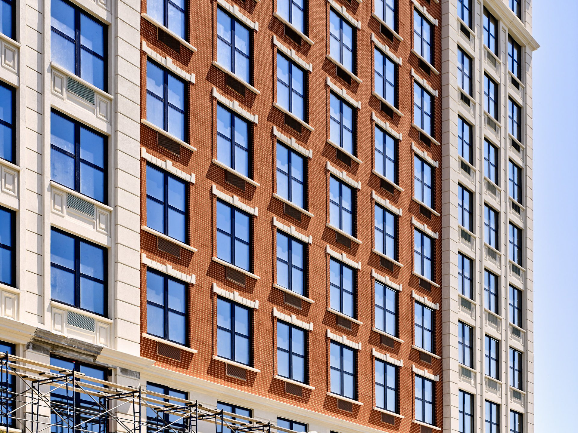 Tower block, Urban design, Building, Skyscraper, Daytime, Property, Window, Blue, Azure, Sky