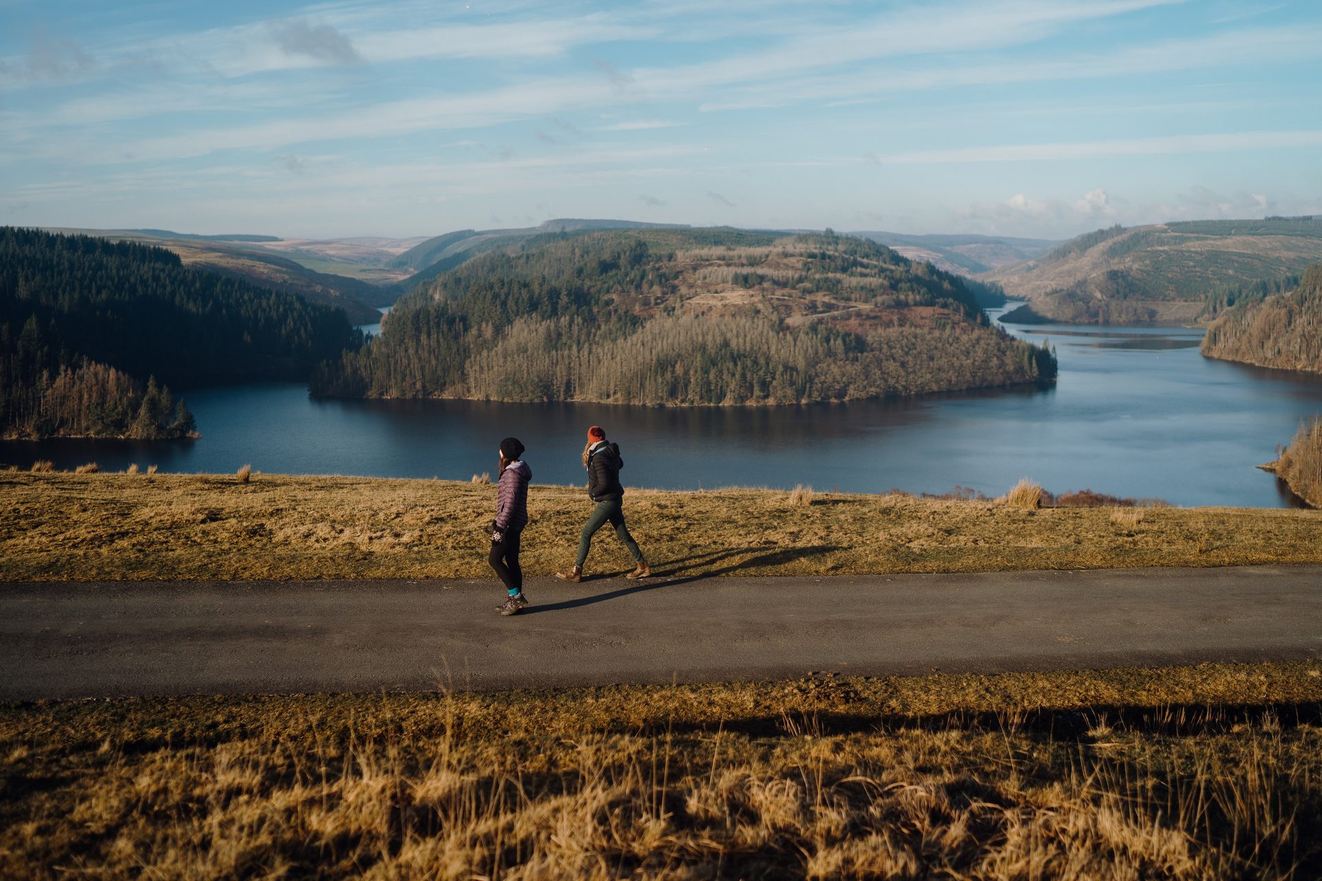People in nature, Natural landscape, Cloud, Water, Sky, Mountain, Plant, Highland, Lake, Bank