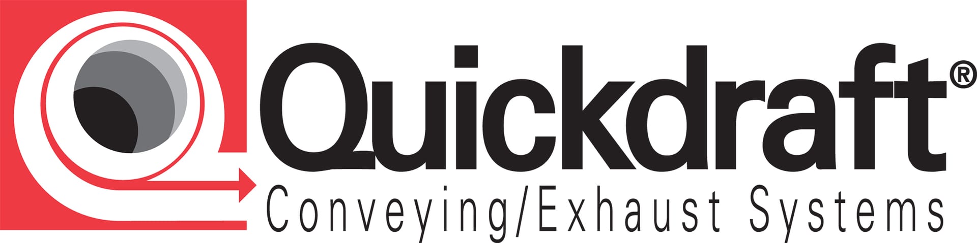 Quickdraft logo: Red stylized Q and arrow, with "Quickdraft" and "Conveying/Exhaust Systems" text.