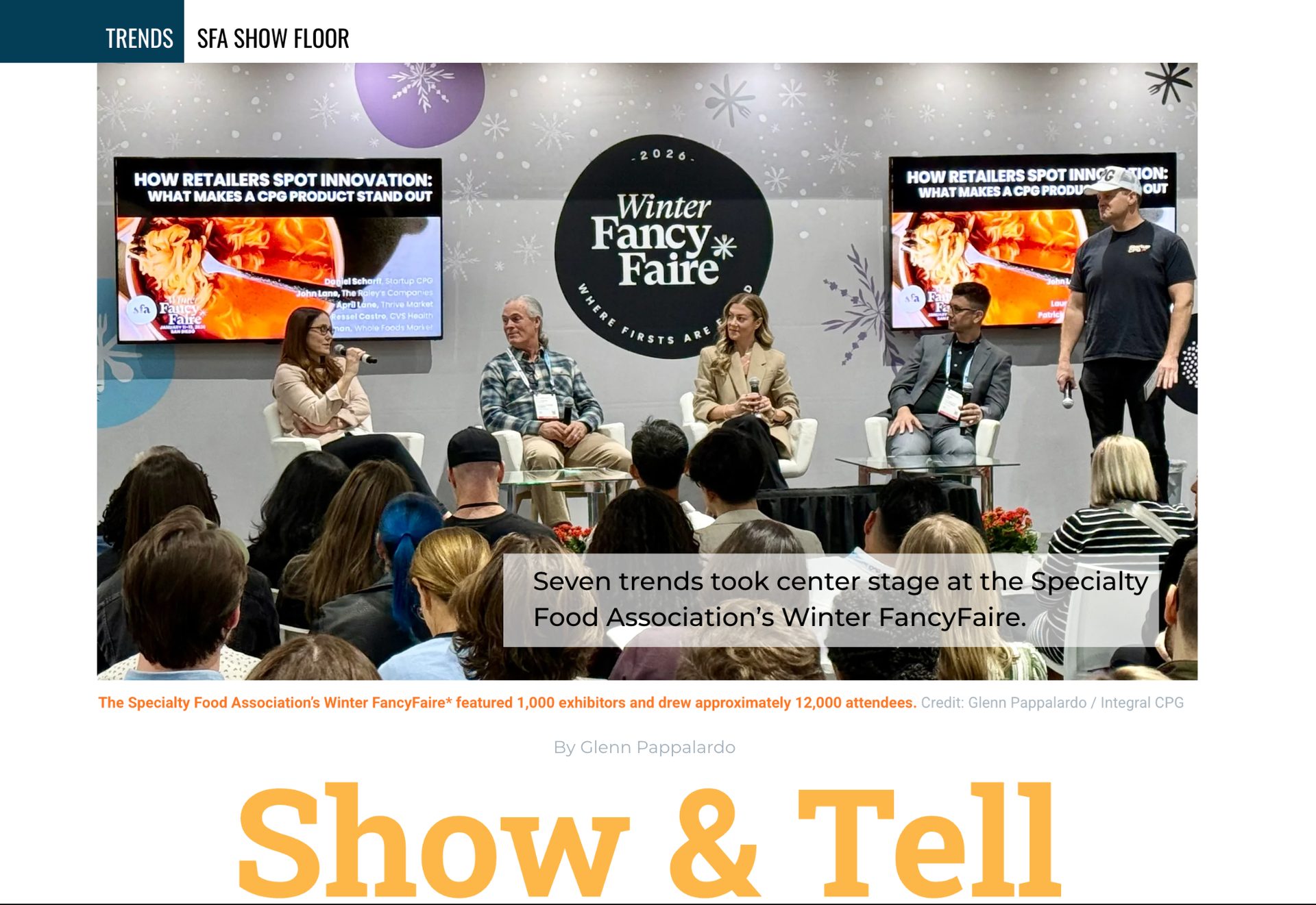 Panelists and audience at Winter Fancy Faire discussing retail innovation for CPG products.