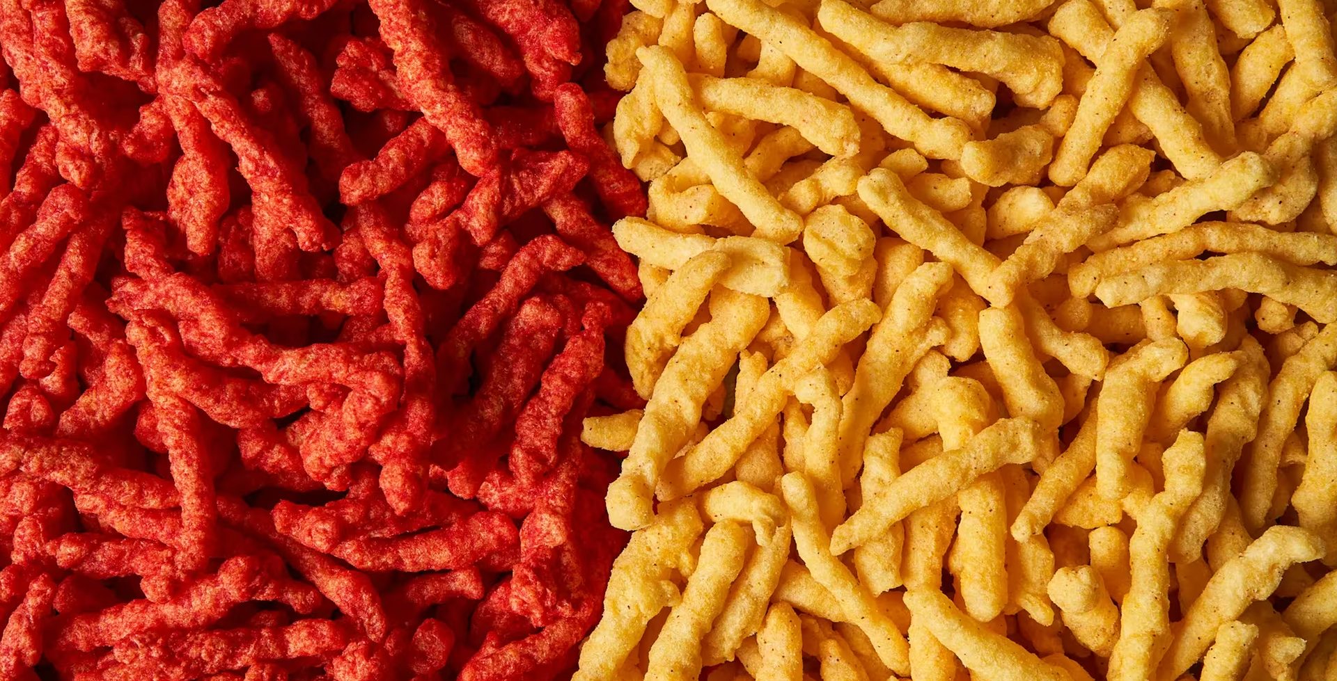 Red and yellow snack curls.