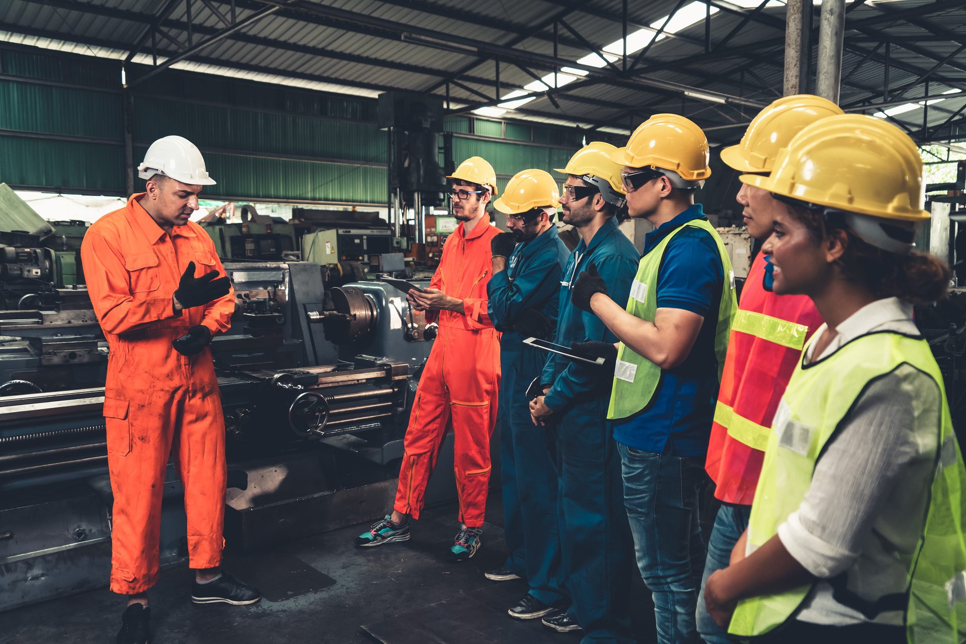 Hard hat, High-visibility clothing, Motor vehicle, Helmet, Workwear, Tire, Engineer, Sunglasses, Wheel