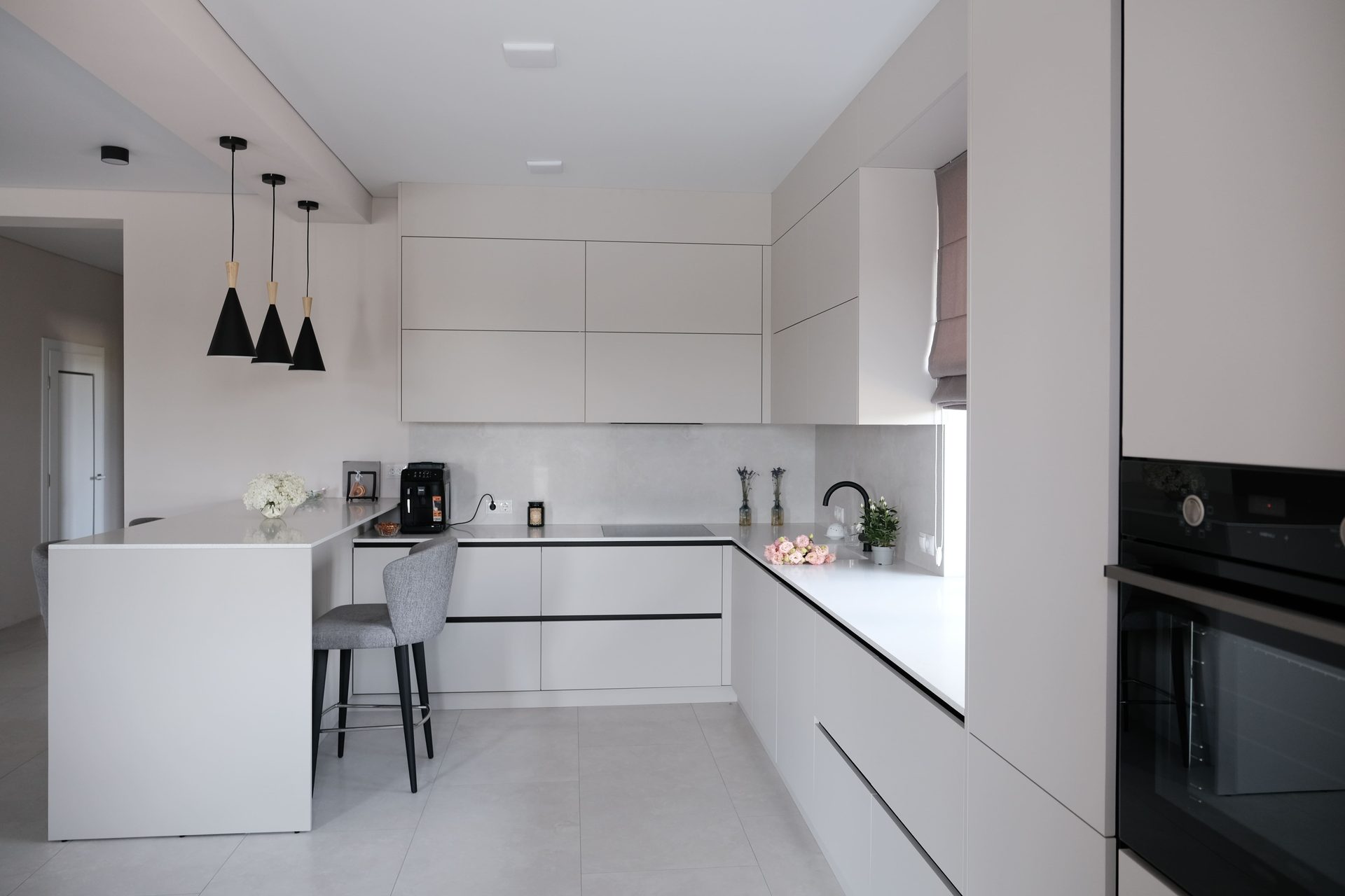 Interior design, Light fixture, Kitchen, Furniture, Flooring, Wood, Countertop, Cabinetry, Floor, Home
