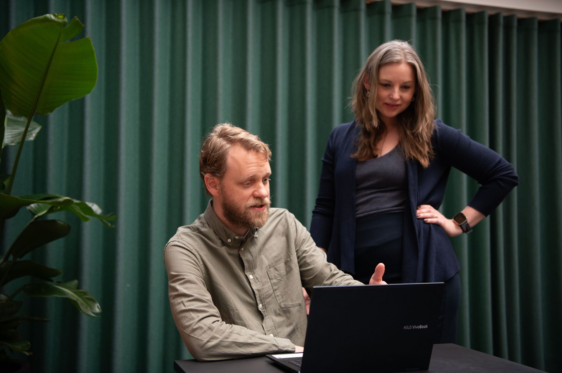 Personal computer, Plant, Laptop, Standing, Gesture, Houseplant