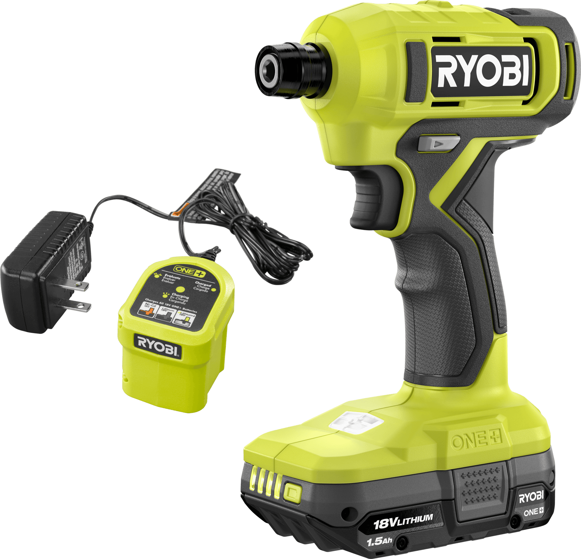 Handheld power drill, Pneumatic tool, Product, Green, Yellow, Font
