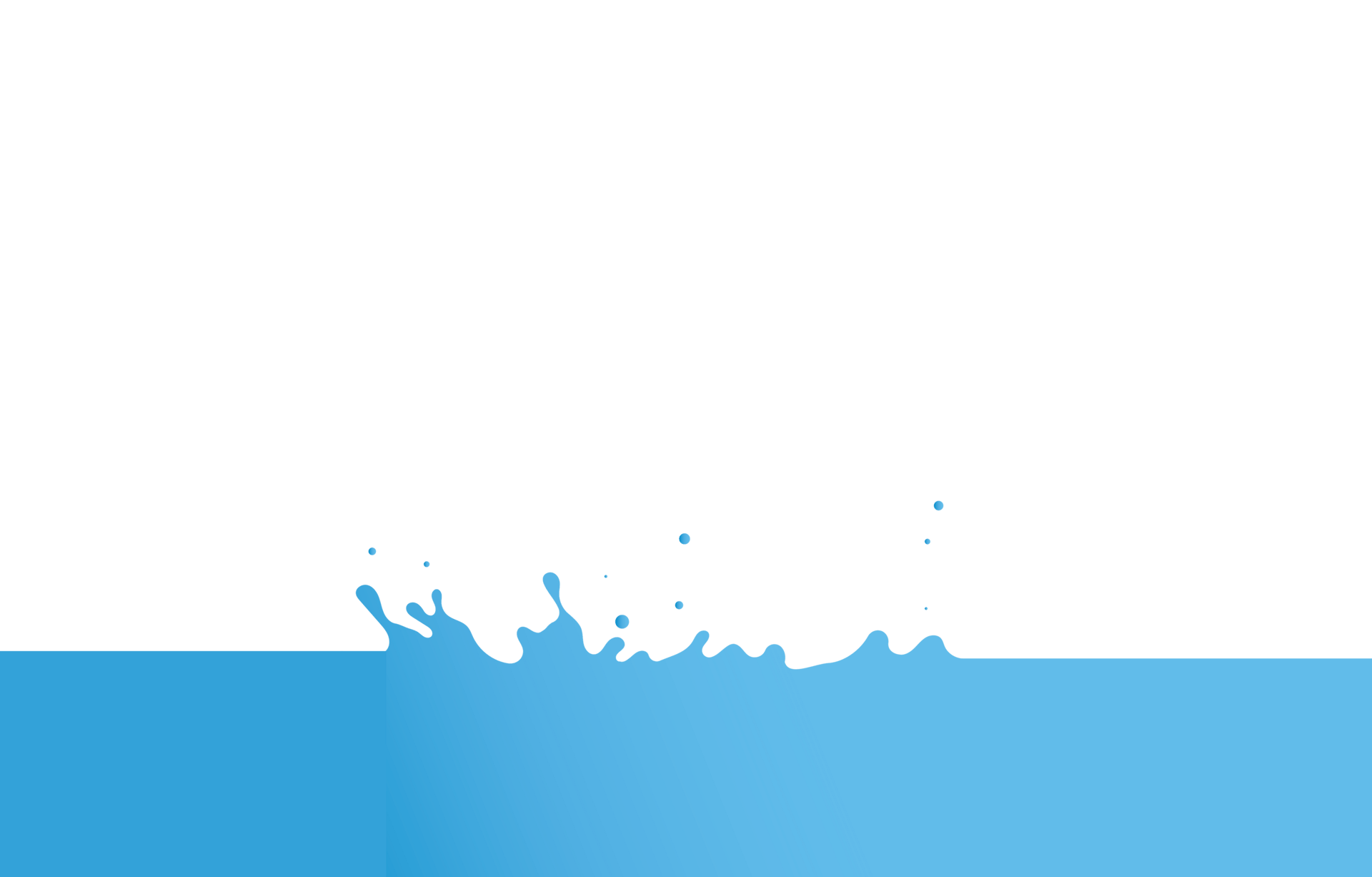 A vibrant blue liquid splashes upwards from a calm body of water against a pure white background.