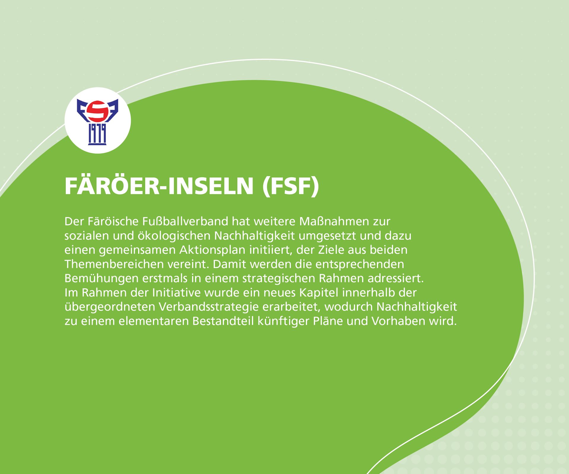 Färöer-Inseln Football Association's sustainability initiative, integrating social and ecological goals.