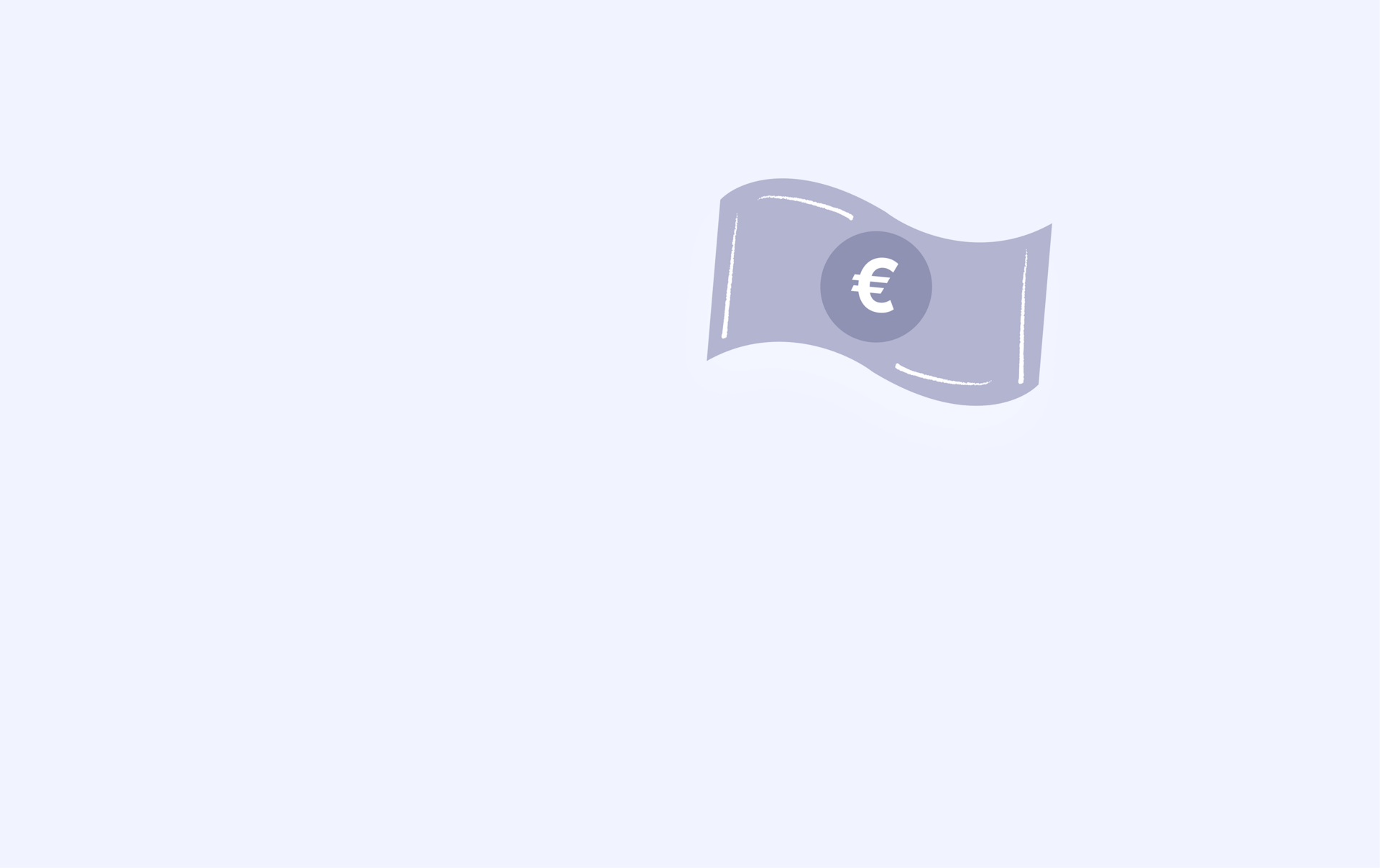 An illustration of a purple euro banknote with a euro symbol in the middle.