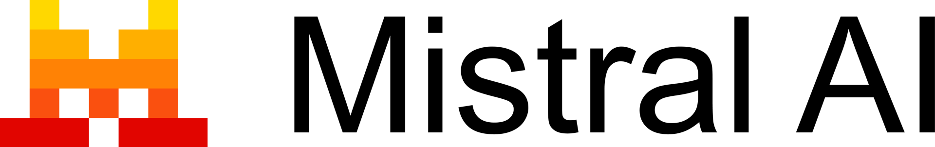 Mistral AI logo: colorful block icon and black text "Mistral AI" on a dark green background.