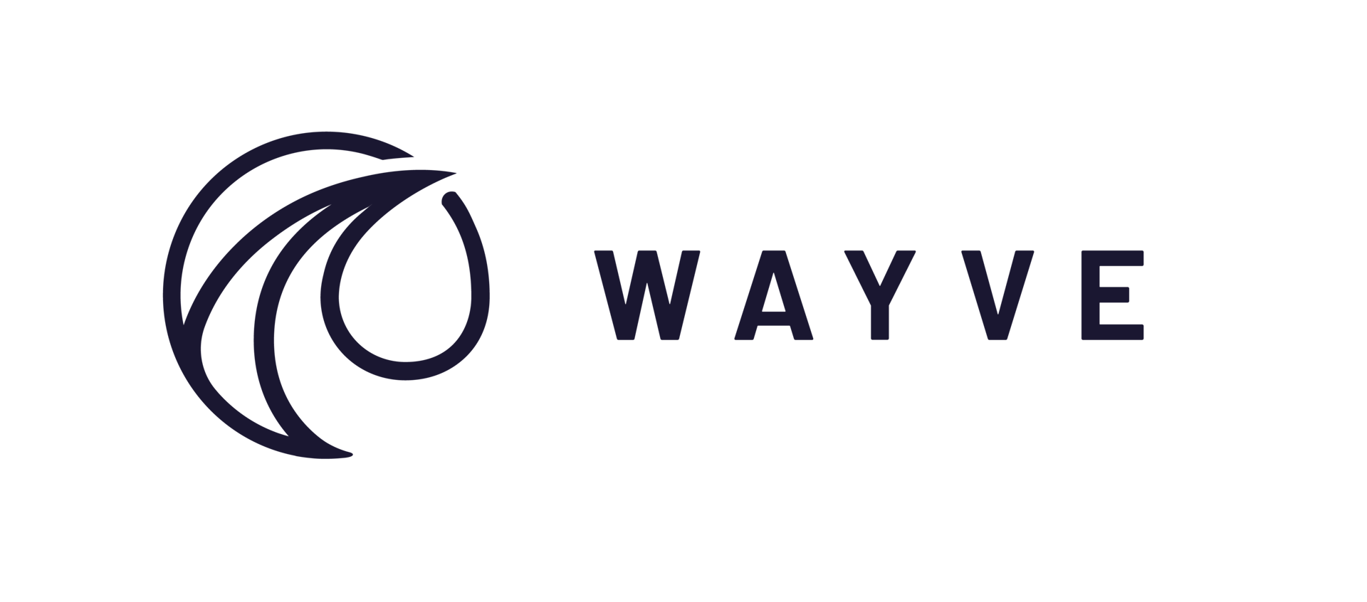 WAYVE logo: dark blue stylized wave graphic and text on a dark green background.