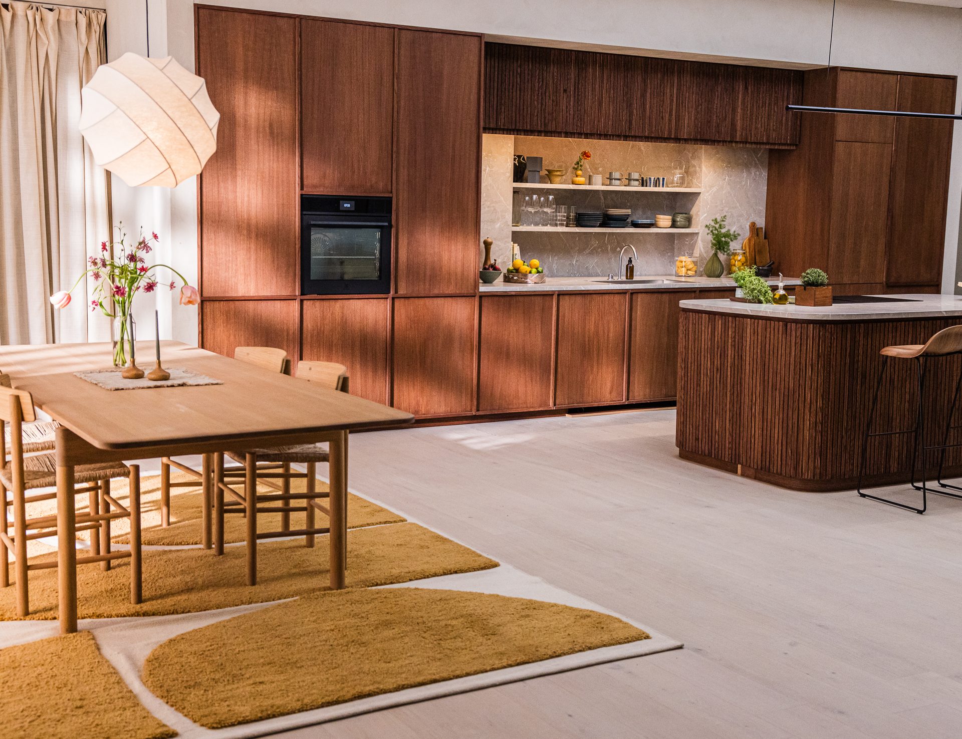 Kitchen & Dining Room Table, Interior design, Wood stain, Flooring, Furniture, Floor, Hardwood