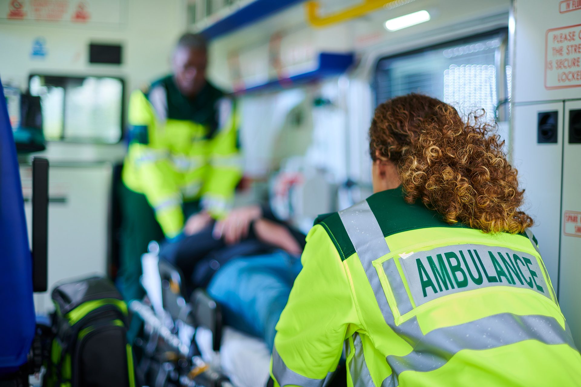 Emergency vehicle, High-visibility clothing, Health Care, Paramedic, Stretcher, Workwear, Uniform, Medical