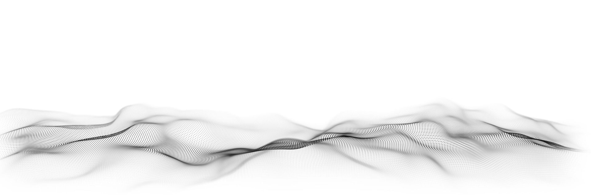 Abstract black dots form undulating waves on a white background.