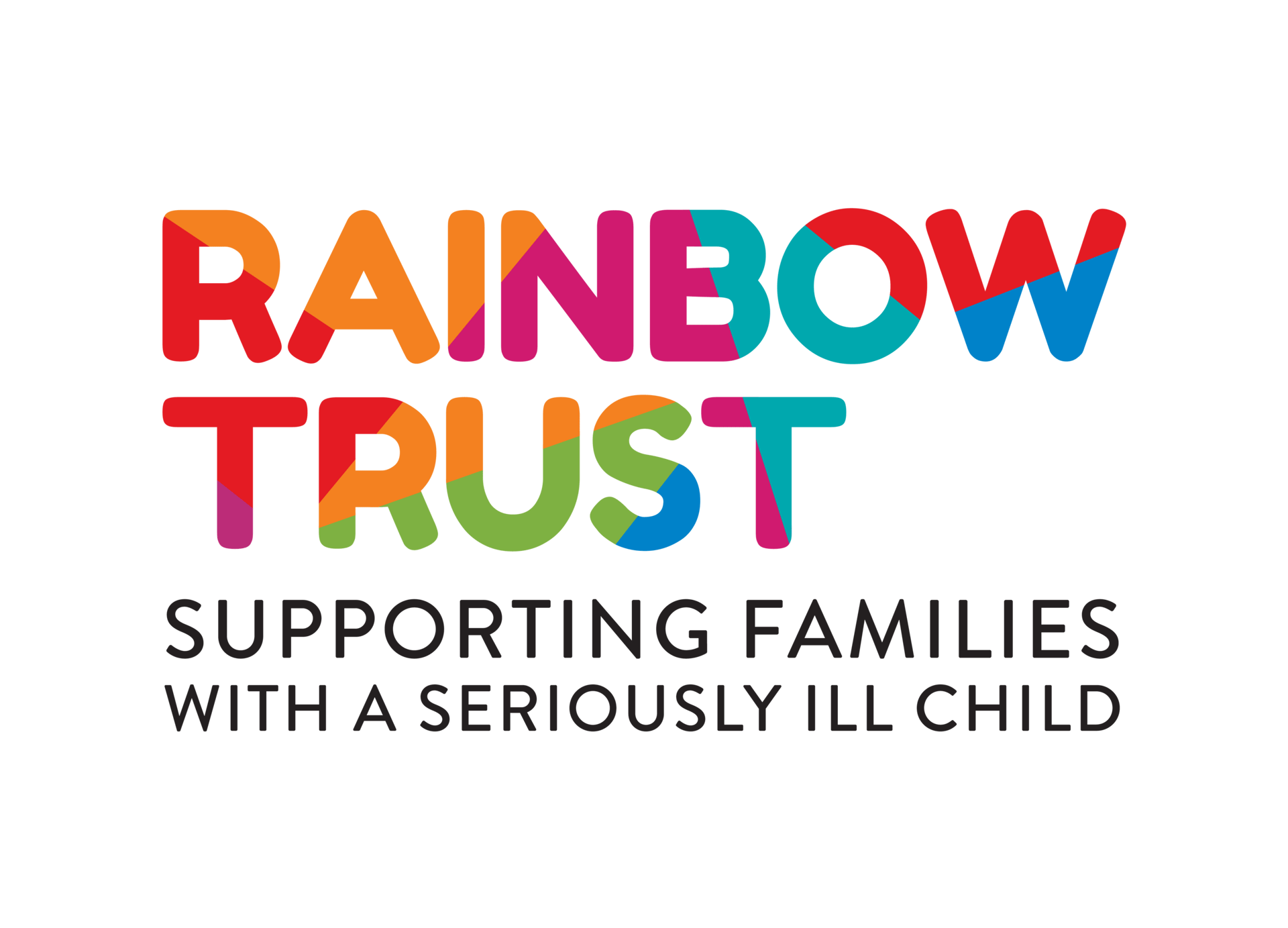 Rainbow Trust colorful logo and tagline "Supporting Families With A Seriously Ill Child".