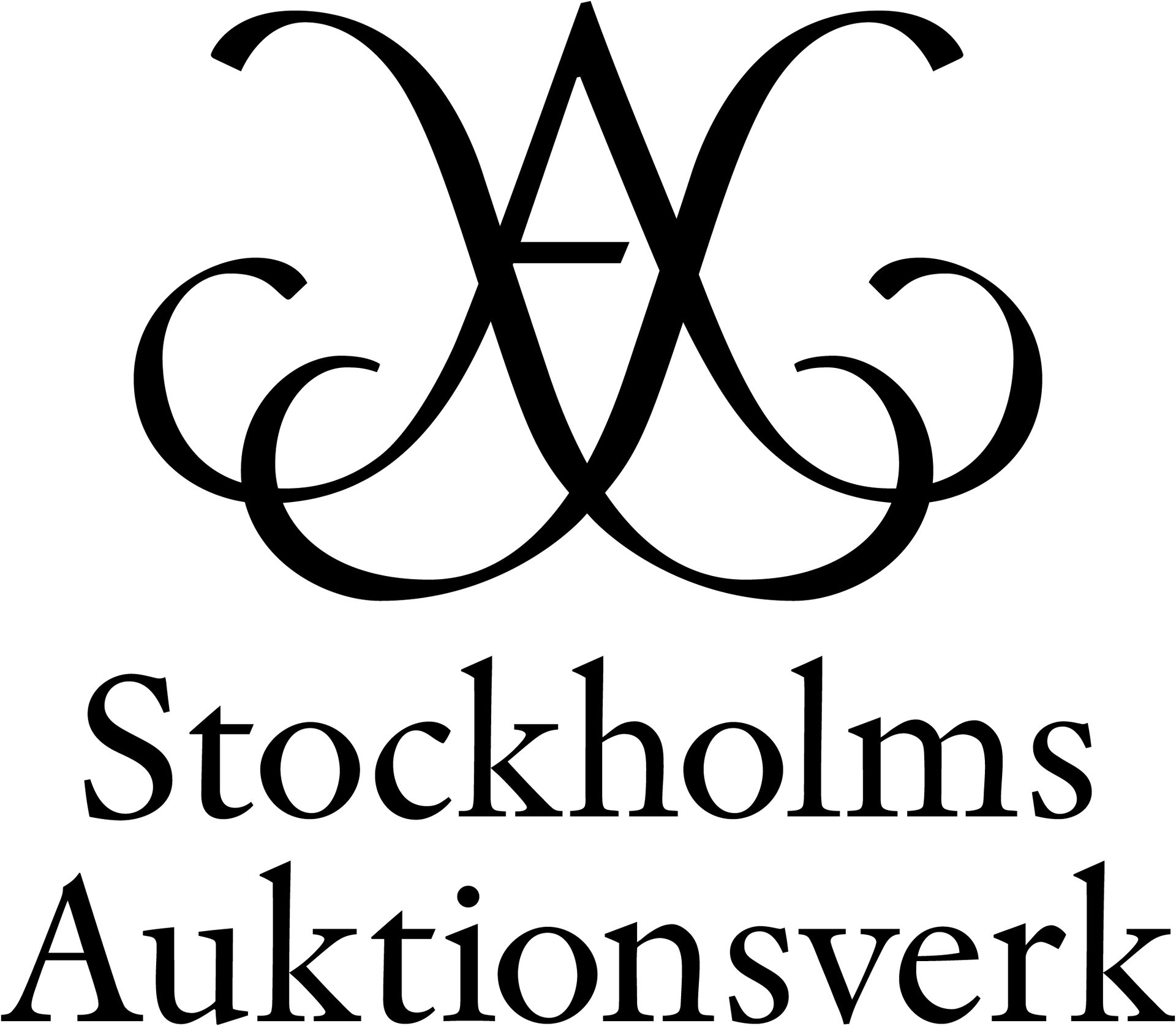 Stylized interlocking A and X monogram above "Stockholms Auktionsverk" text.