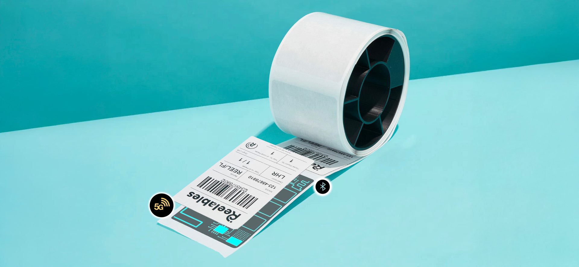 Image of Reelables’ 5G Cellular Label for perishable shipping.