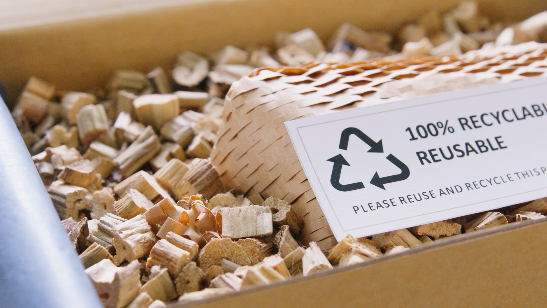 Eco friendly care sign plastic free symbol packaging carton box wrap paper
