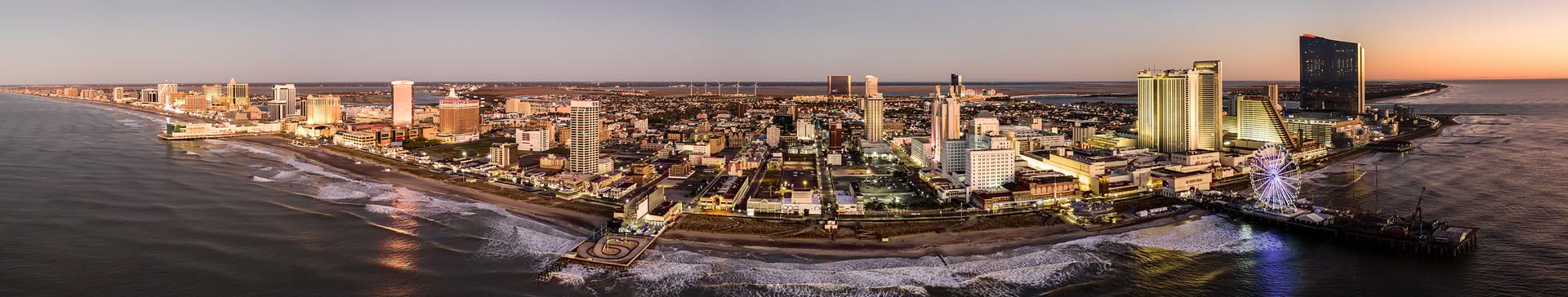 Drone view of the Atlantic City skyline