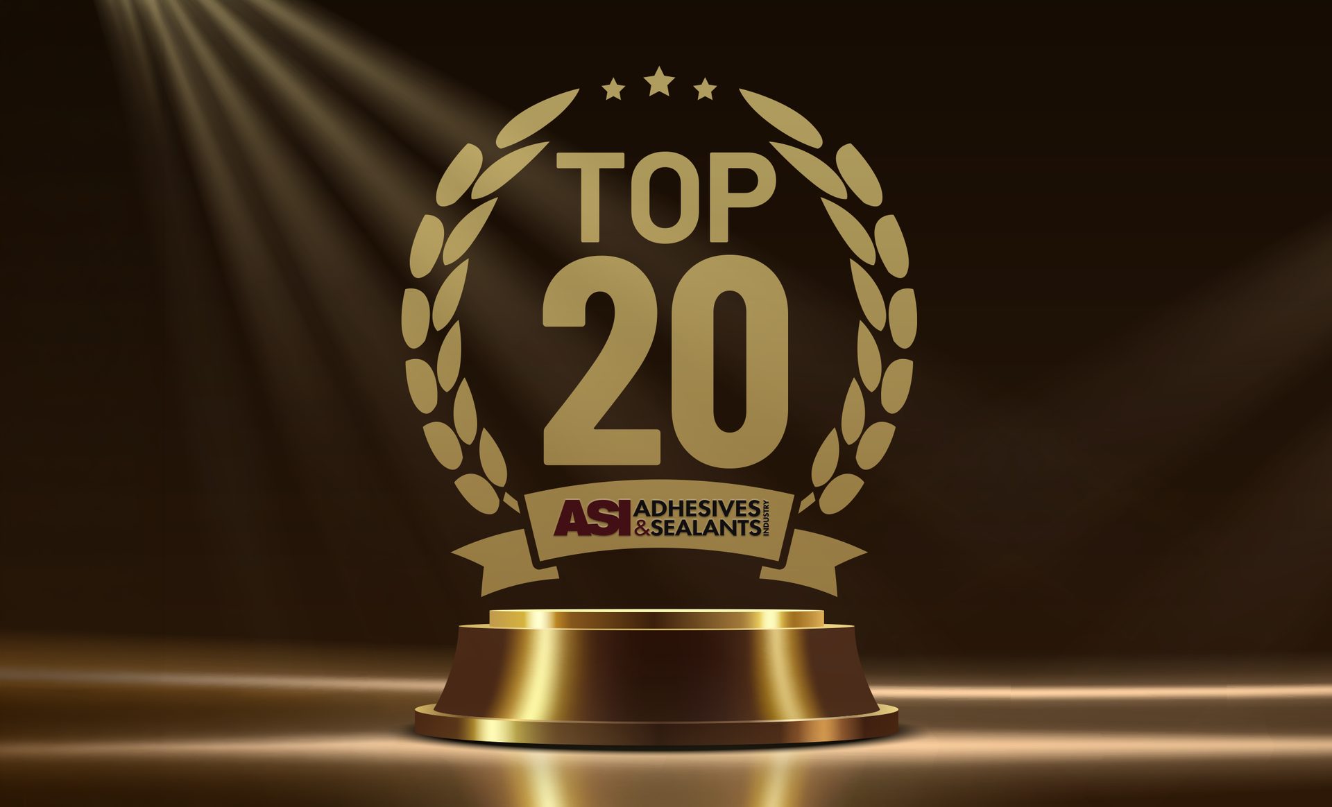 Spotlight background with ASI Top 20 logo in gold