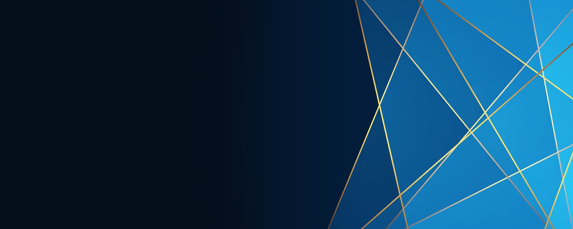 Blue polygonal background with golden lines