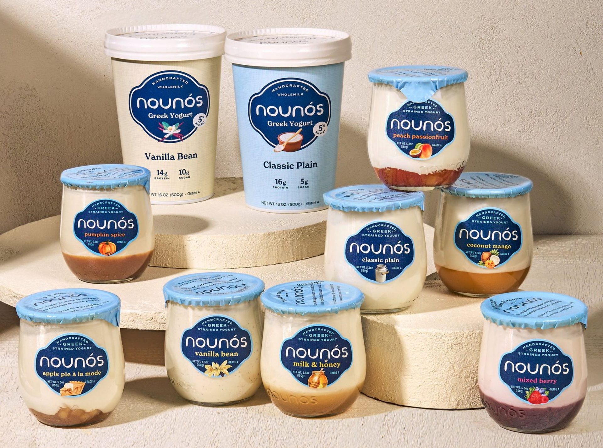 Nounos Yogurt packages lined up