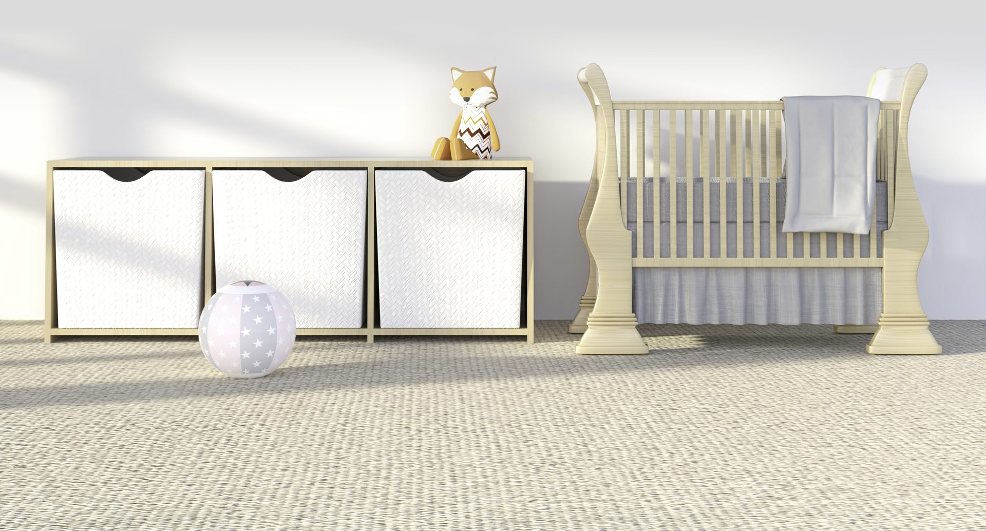 modern infant bedroom with carpet