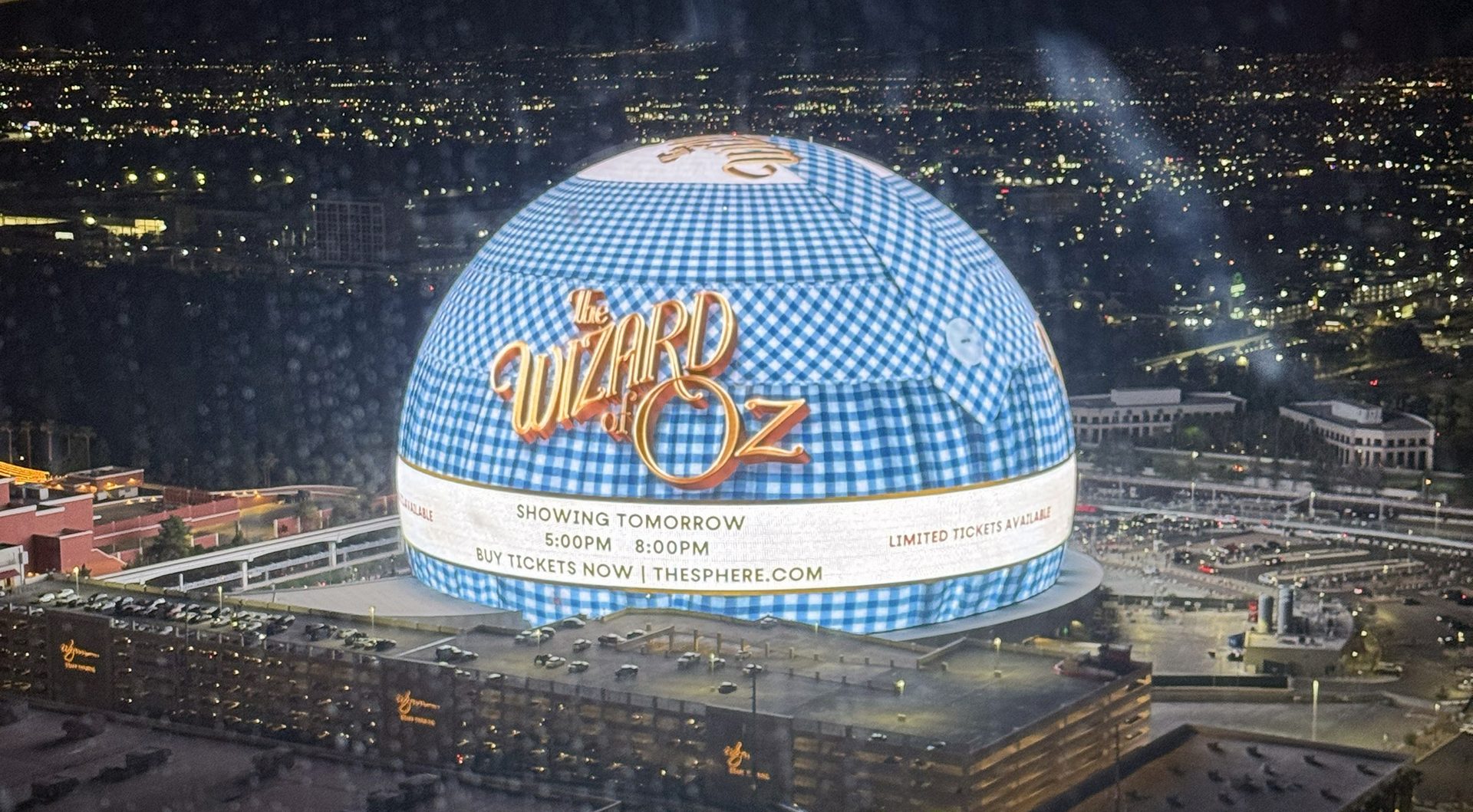 Aerial view of the Sphere. 