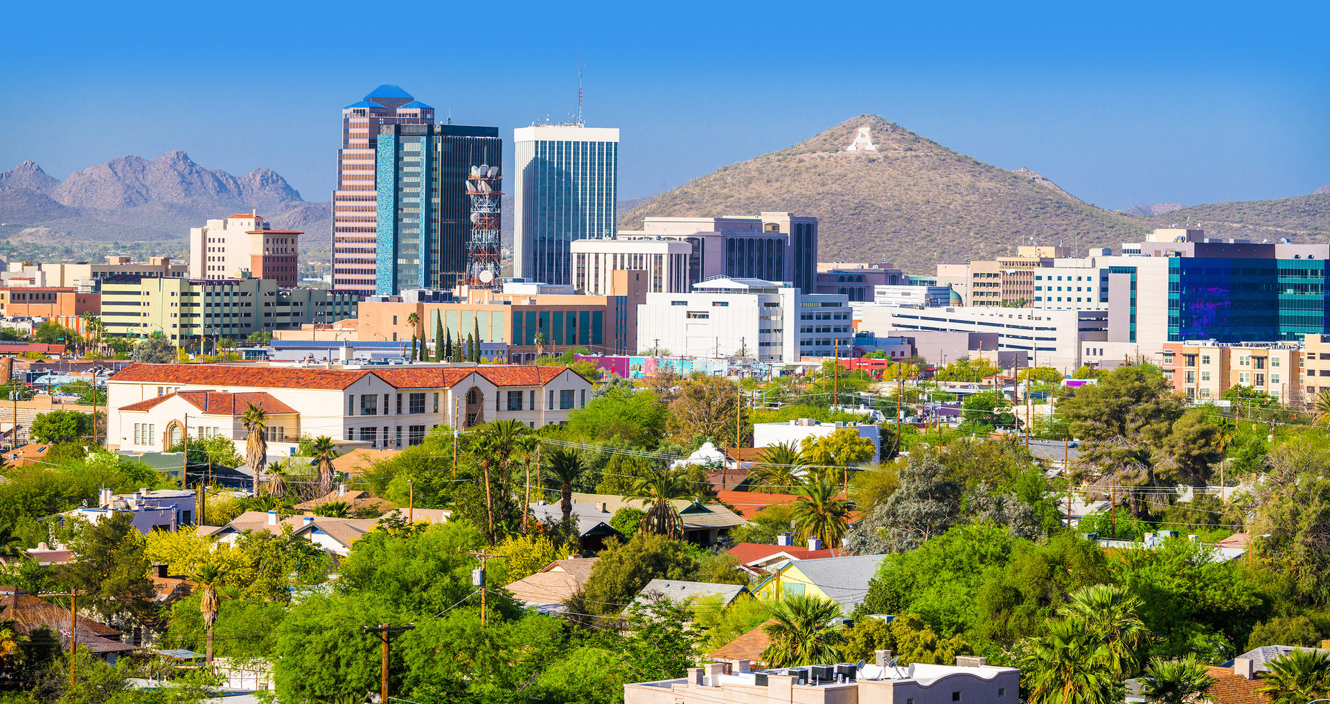 Tucson, Arizona cityscape in the afternoon